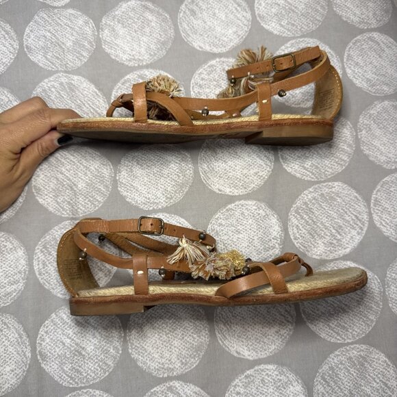 Soludos x Anthropologie Panarea Leather Tasseled Sandals Sandals Sz 6.5 - Picture 13 of 16